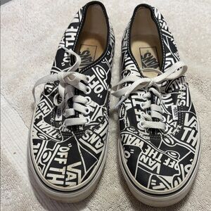 Vans Black & White Logo Print Low-Top Sneakers